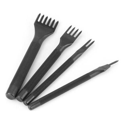 Sollbry 4Pcs Outils de Couture de Poinçon de Trou en Cuir pour Outils Perforatrice Artisanat du Cuir Griffe Perforateur Trou Couture(Dents de 1+2+4+6 ) (1/5)