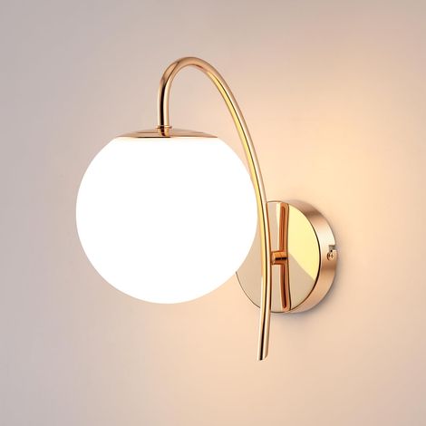 Applique Murale Intérieure LED 3000K Lampe Murale Luminaires Intérieur Incurvé, Abat-jour en verre pour Salon Chambre Couloir Entrée et Escalier, Ampoule Incluse (1/5)