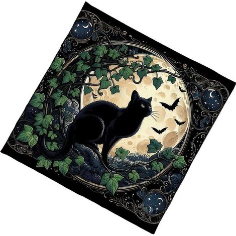Nappe en velours à motifs de tarot mystiques, lavable, pour une décoration occulte et facile d'entretien (50 x 50 cm). (1/5)