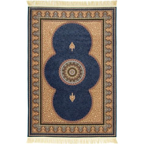 Tapis persan Naghmaa  - 150x100cm, Rectangular - 100% Acrylique - Tissé - Bleu foncé