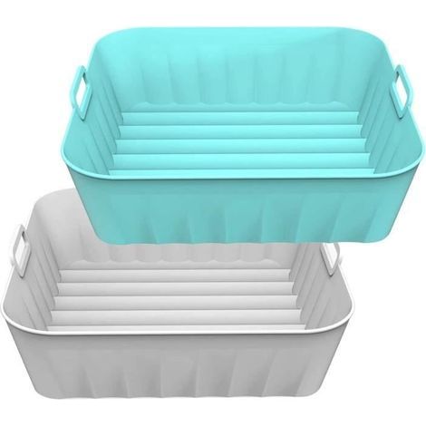 2 Pièces Panier Friteuse en Silicone, Pot en Silicone pour Friteuse à Air, Accessoire Air Fryer, Convient aux Friteuses à Air(21cm) (1/4)