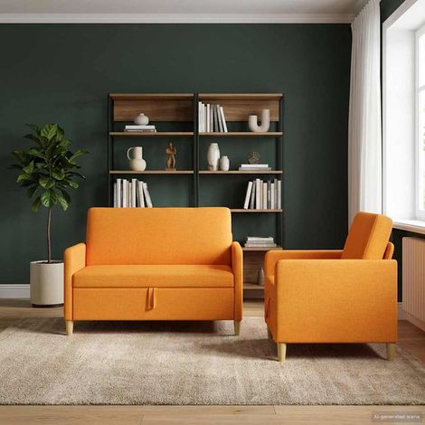 Set di Divani con Storage 2 pz Giallo Scuro Poliestere vidaXL (1/5)