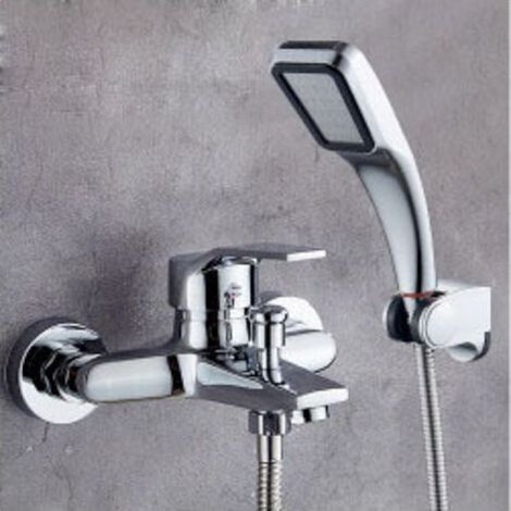 Robinet de baignoire avec douchette, robinet cascade, 1 flexible, pour baignoire, argent (1/5)