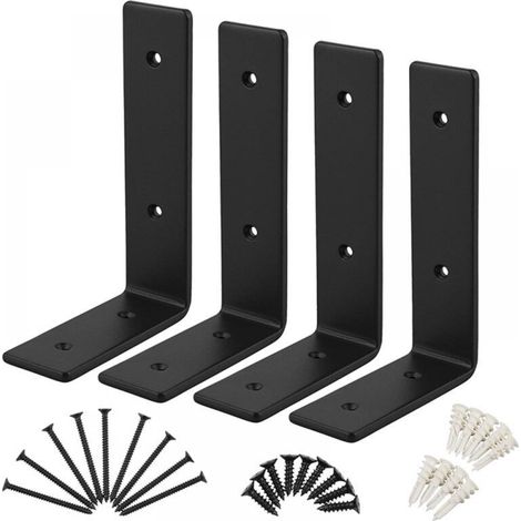 Lot de 4 supports industriels L en métal 15cm, capacité de charge importante pour étagères murales robustes (1/5)