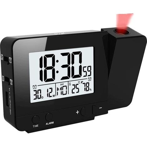 Horloge - Projection d'affichage LED avec rétroéclairage - Alimenté par batterie (1/5)