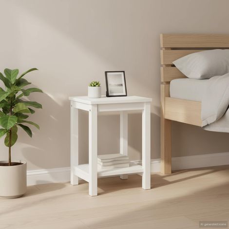 vidaXL Table de chevet blanc 35x30x47 cm bois de pin massif (1/5)