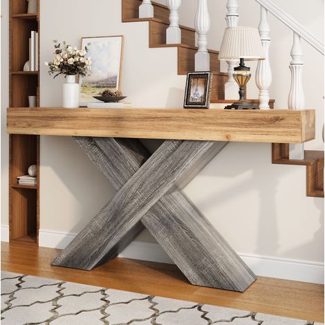 Mesa consola estrecha de aglomerado natural 140 cm OKMYHOME (1/5)