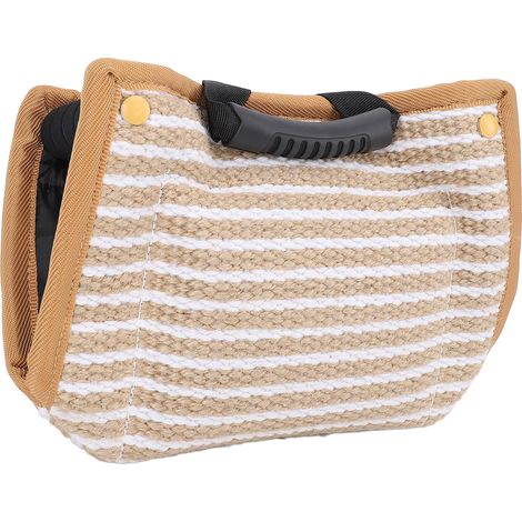 Coussin de morsure pour l'entraînement canin, jouet interactif résistant aux déchirures, tapis en jute, manchon de morsure pour chien avec poignées (1/5)