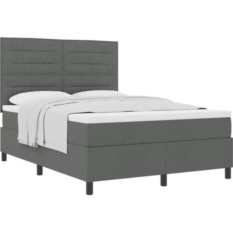 Maison Exclusive - Letto a molle con materasso Grigio scuro 140 x 190 cm Tessuto