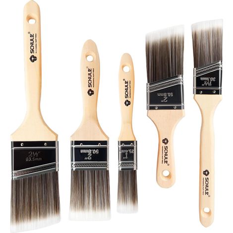 Brushes Peinture - 5 Pièces Brosses Plates 25 4 38 52 52 63 5 Mm - Manche Bois - Pour Murs Meubles Volets - Lot (1/5)