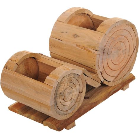 Portavasi con Vasi x 2 Legno 37 cm Larghezza Legno 37 cm Scv