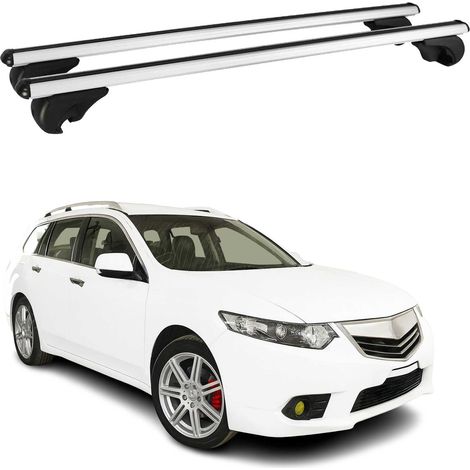 OMAC Barres de toit en aluminium pour Acura TSX Sportwagon 2010-2014 – TÜV / DIN 75302:2019 – Antivol inclus – Charge max 75 kg – 2 barres Argent (1/4)