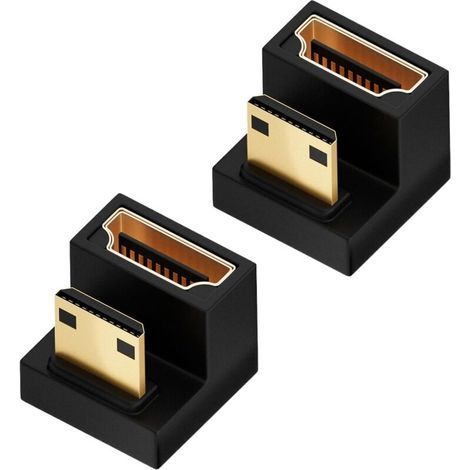 2 Pièces Adaptateur Mini HDMI vers HDMI, U Shape Mini HDMI Mâle vers HDMI Femelle 8K@60Hz 4K@120Hz 1080P@240Hz 48Gbps 180° Down Angle Extenseur pour Caméra PC Portable Projecteur Moniteur HDTV (1/5)