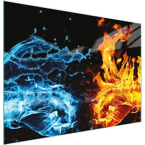 Planche à découper, couvercle de poêle, planche à découper en verre multicouche 30 x 22 cm, eau, feu (1/5)