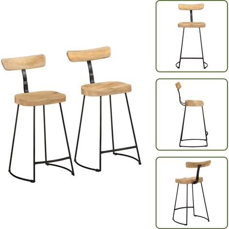 vidaXL Tabourets de bar lot de 2 49x43x88 cm bois de manguier massif