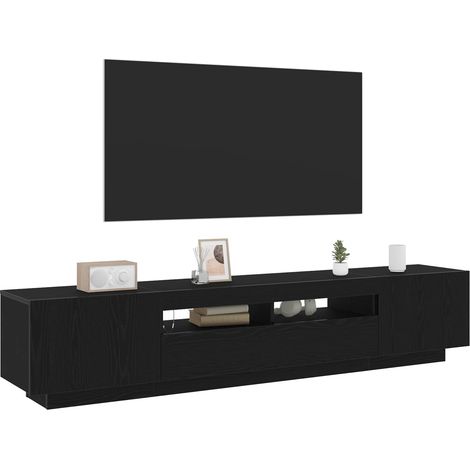 Ensemble meuble TV Banc TV Armoire TV Montage mural 2 pcs Noir 200 x 35 x 40 cm (1/5)