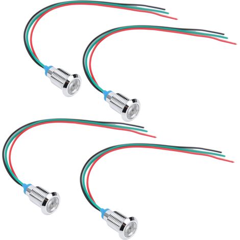 4 Kits de LEDs Rondes Pré-câblées Étanches Antipoussière 10mm 2 Couleurs Cathode Commune 110-220V (Rouge et Vert) (1/5)