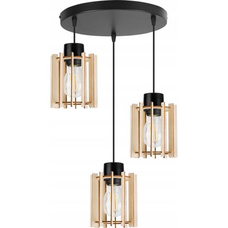 LÁMPARA DE TECHO COLGANTE LED MODERNA DE MADERA