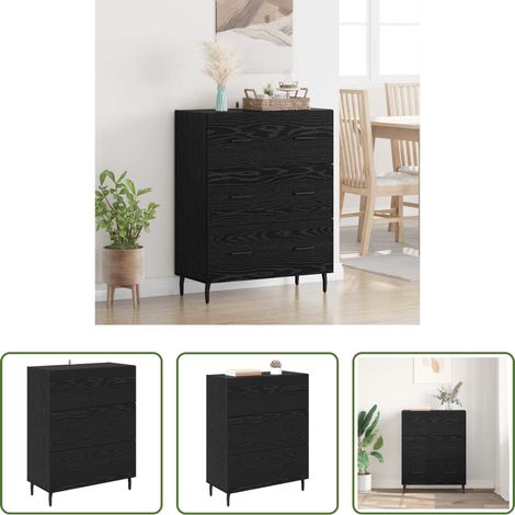 Buffet chêne noir - Buffet Chêne noir 69,5 x 34 x 90 cm Bois d'ingénierie et fer (1/5)