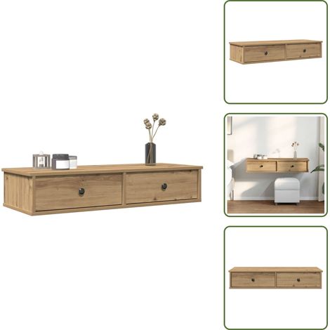 The Living Store Wandregal mit Schubladen Artisan-Eiche 100x37,5x19 cm - Schubladenregal (1/5)