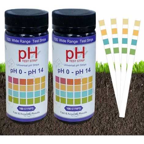 Tiras reactivas de pH, 200 tiras reactivas de pH para suelo, papel de prueba (pH 0-14), medidor de pH para suelo de jardín, kit de análisis de pH (2) (1/4)