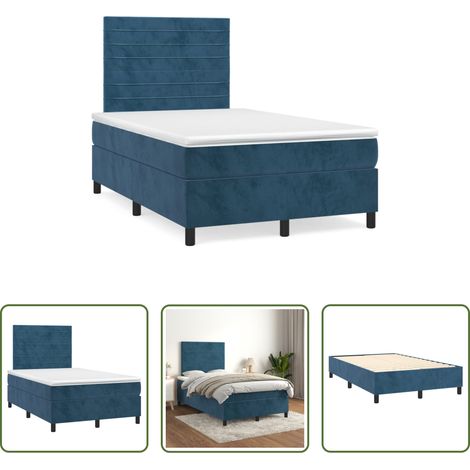 vidaXL Taschenfederkern - Boxspringbett mit Matratze Dunkelblau 120x190 cm Samt (1/5)