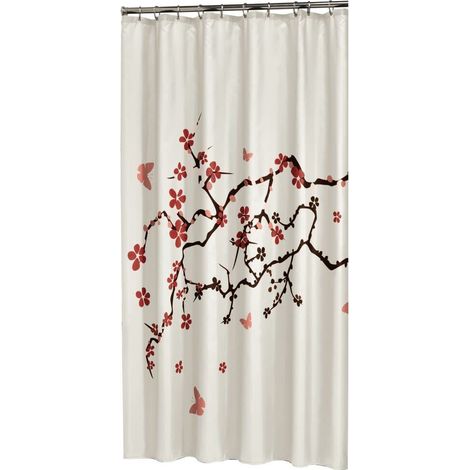 Rideau de douche, Polyester, 180x200 cm, Rouge (1/4)