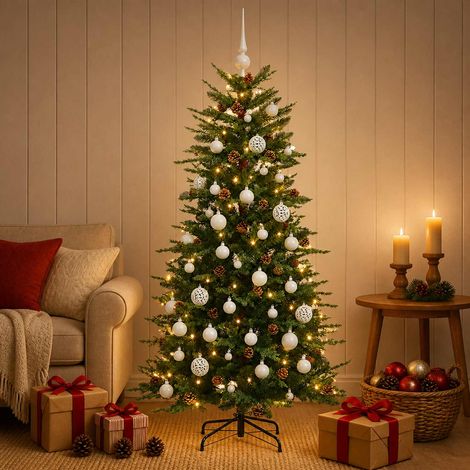 vidaXL Árbol de Navidad artificial con bolas 150 cm 150 LED (1/5)