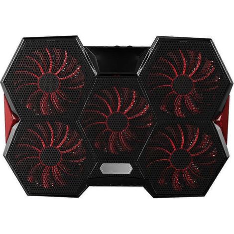 Coolcold belüfteter Laptopständer, Kühlkörper mit LED-Beleuchtung, verstellbarer schwarzer und blauer Fuß, Standardversion DC 12V.