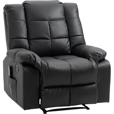Poltrona massaggiante elettrica reclinabile in pelle sintetica nera 94 x 99 x 99 cm MODENUIT (1/4)