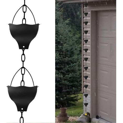 Chaîne de pluie, chaîne de pluie pour descente de gouttière, chaîne de drainage, décoration de jardin vintage, longueur 260 cm (1/5)