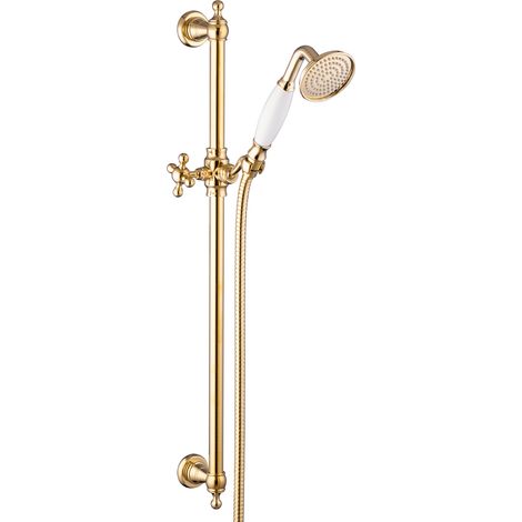 PaulGurkes Brausestange Gold Duschstange mit Handbrause Nostalgie Landhausstil (1/5)