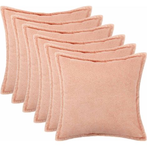 Housse de coussin 6 pcs HOUTEN Rose 30 x 30 cm Bouclé vidaXL