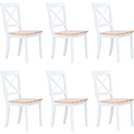 Chaise bois massif blanc et naturel Aero - Lot de 6 (1/5)