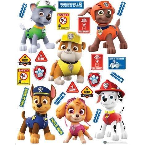 sticker mural PAW Patrol - La Pat' Patrouille rouge, jaune et vert  - Sanders & Sanders