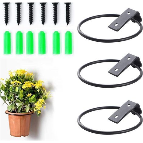Lot de 3 anneaux métalliques pour pots de fleurs, support pliable. (1/5)