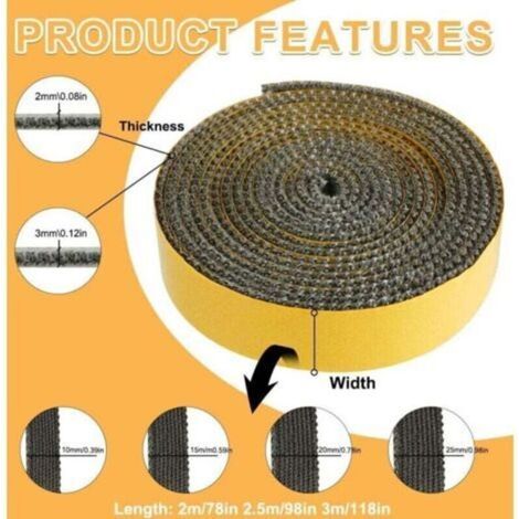 Bandes d'étanchéité pour inserts de cheminée, bandes d'étanchéité auto-adhésives en tissu, adaptées aux poêles, cheminées, tubes de four, portes de four, bandes d'étanchéité résistantes à la chaleur ( (1/3)