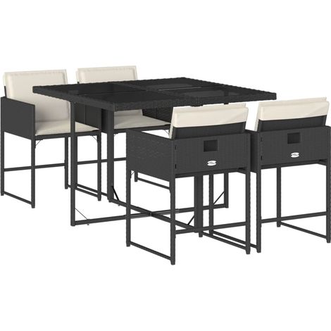 Maison Exclusive - 5-tlg. Garten-Essgruppe mit Kissen Schwarz Pol