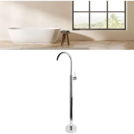 Robinet pour Baignoire Libre Standing, Élégance Européenne sans Trou, Brass et Stainless Steel, Robinet de Colonne avec Électrozingue (1/4)