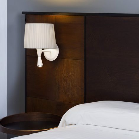 SAMBA Aplique de pared con lector blanca/encintada beige 64308-35 (1/4)