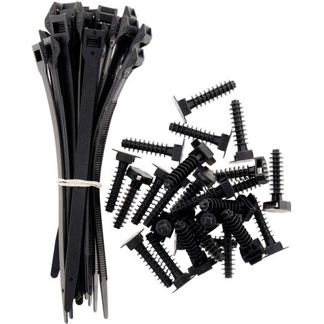 Zenitech – Lot de 25 colliers noir 9x180mm – 25 embases pour fixation solide – Maintien optimal pour câbles – Usage professionnel