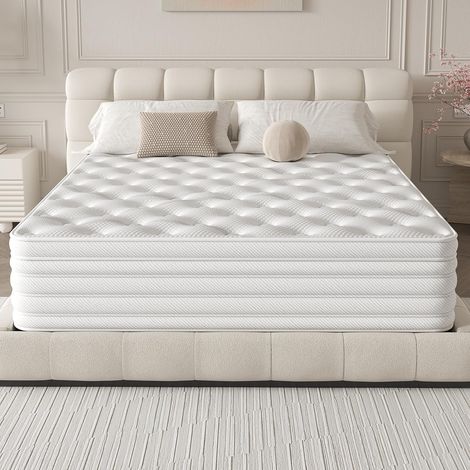 DEWINNER Matelas 90x200 cm, Épaisseur 32cm, Matelas Hybride à Ressorts ensachés avec Mousse mémoire, fermeté Moyenne H3/H4