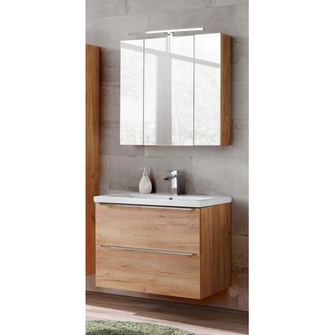 Ensemble meuble vasque + Armoire miroir - 80 cm - Elise Oak - Livraison gratuite
