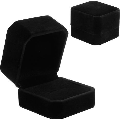 Black velvet ring box, suitable for engagements and weddings, elegant jewelry gift box, perfect for a small wedding proposal gift box, measuring 5.4 x 5 x 3.9 cm. (1/5)