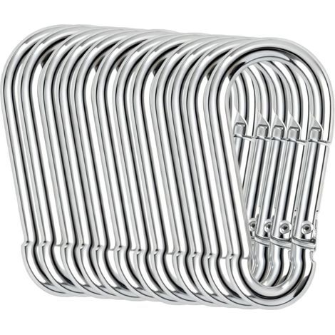 12 verzinkte Stahlkarabiner (60 mm), Federhaken mit einer maximalen Traglast von 110 kg, für Hängematten, Schaukeln, Boxsäcke, Schlüsselanhänger – für den Innen- und Außenbereich