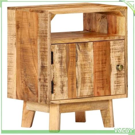 Table de chevet - 320928 - Bois de manguier brut - 40x30x50 cm - Anti-basculement (fixation murale) (1/5)