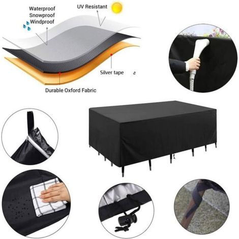 Housse De Jardin - Oxford 210D - Étanche Anti-UV - Pour Table Rotin Canapé - 150x90x80 cm (1/4)
