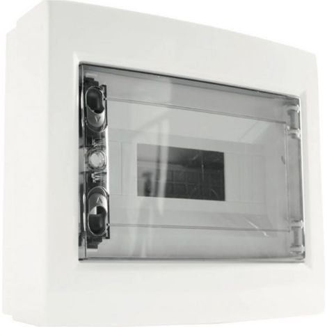 Tableau de distribution mural 8 modules 193x240x95mm IP40 - Porte transparente - avec rail DIN