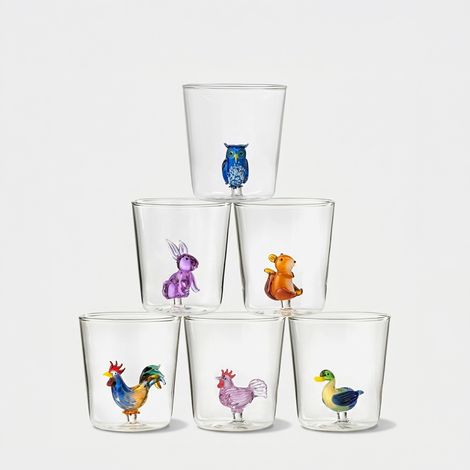 Set 6 bicchieri in vetro decorati Pet Friends Mix 2 (1/3)