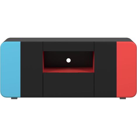 LevelUp TV Tisch 2 Türen, 1 Schublade, 1 Regal schwarz, rot, blau.